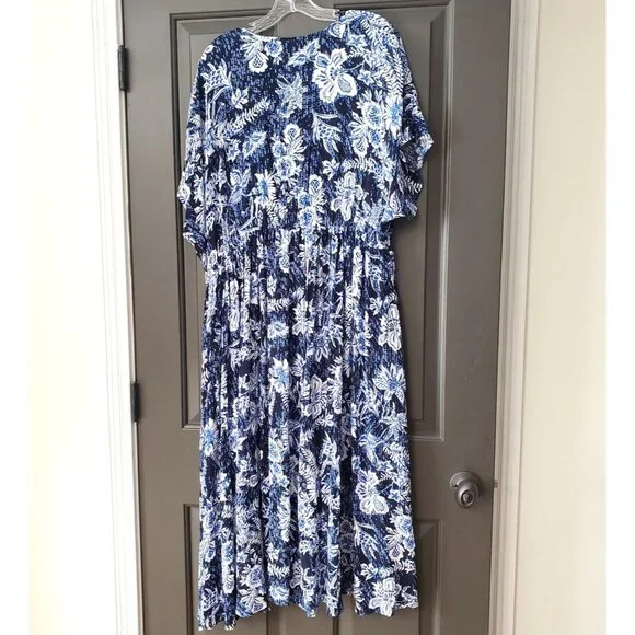 New Torrid Womens One Size 1 / 2 (14-20) Blue Floral Cinc Waist Tie Kimono $69 - Picture 12 of 16